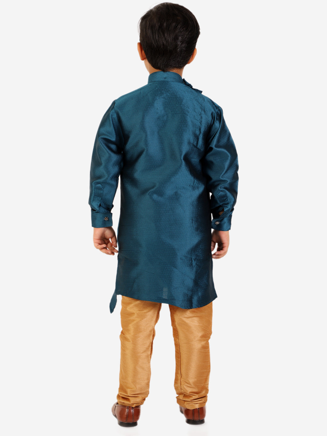 Pro Ethic Boy's Silk Jacquard Style Teal Green Kurta Pajama Set (S-162)