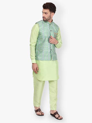 Pro-Ethic Silk Kurta Pajama With Jacket For Men | Light Green (C-102)