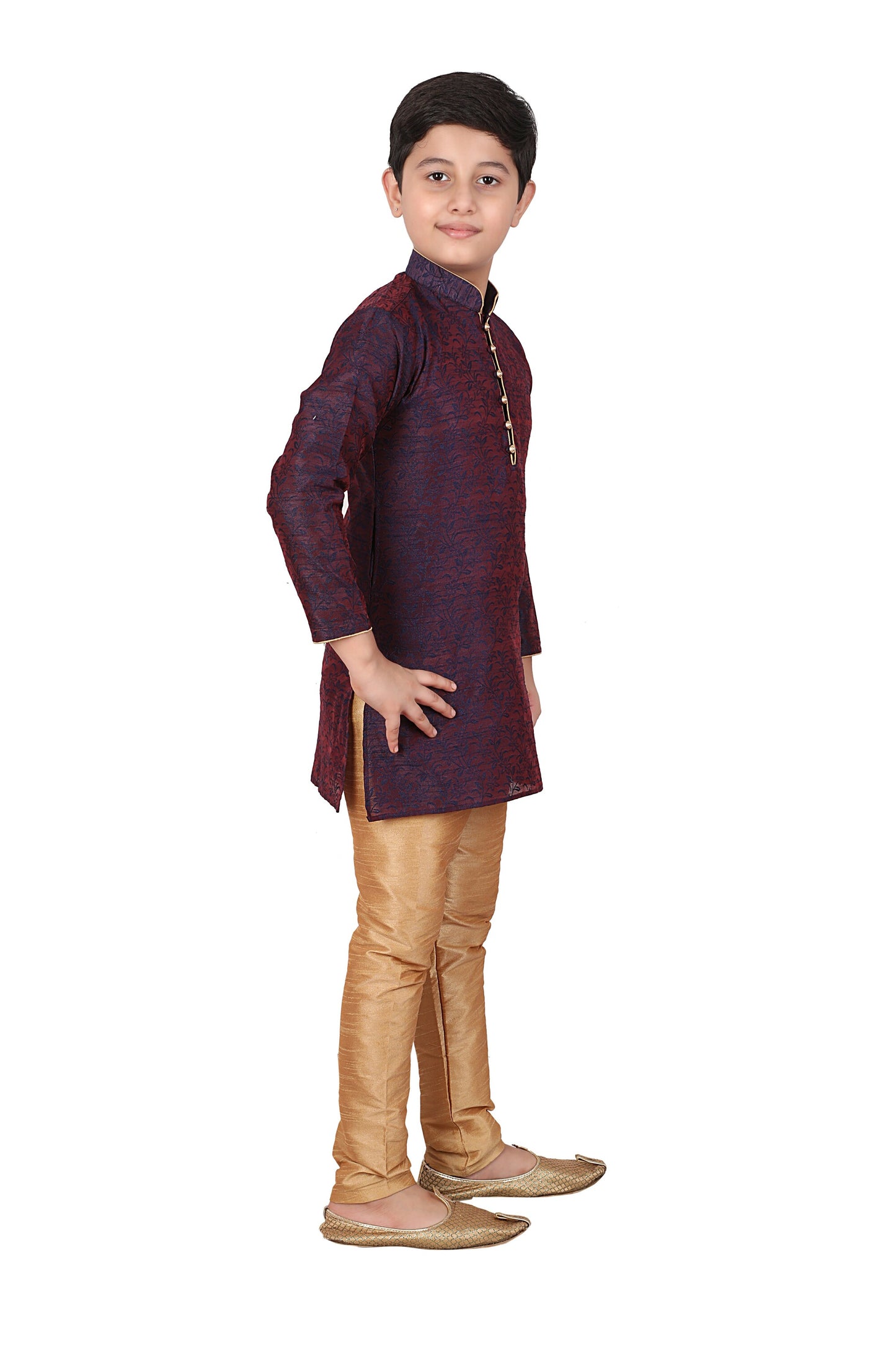 Pro Ethic Silk Kurta Pajama For Boys Blue Floral design S-106