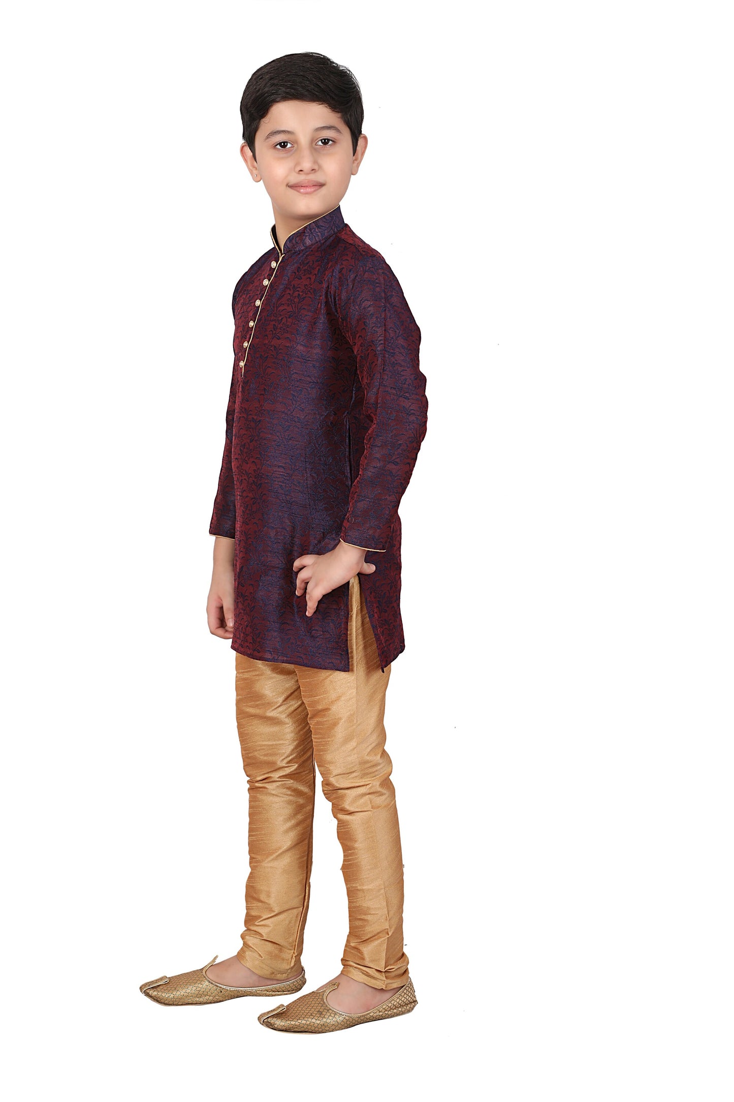 Pro Ethic Silk Kurta Pajama For Boys Blue Floral design S-106