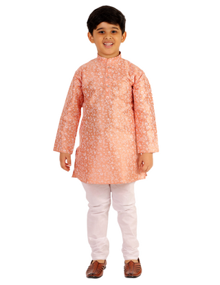 Pro Ethic Boys Kurta Pajama Set Cotton Solid Design Orange (S-171)
