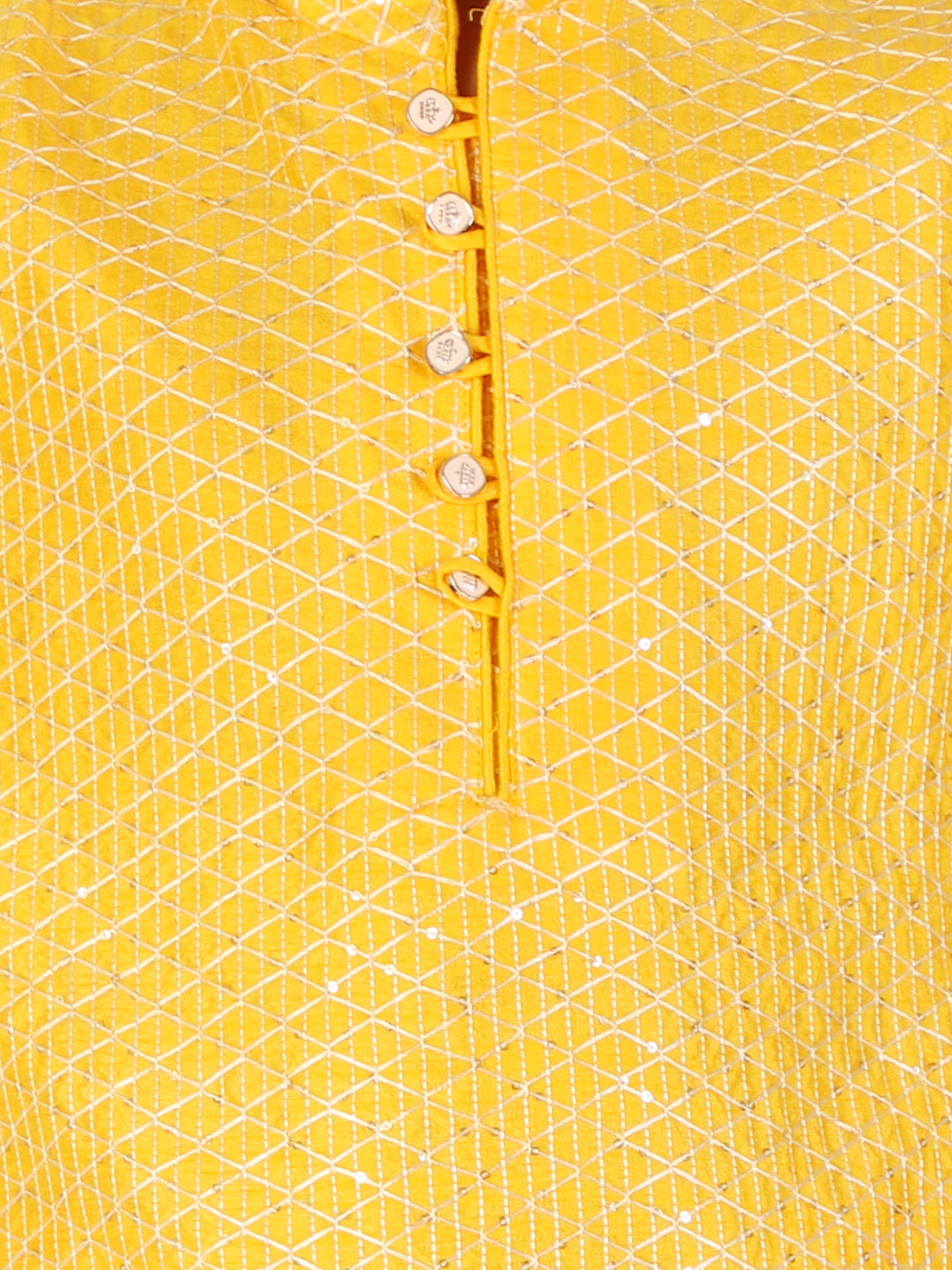 Pro Ethic Boy's Silk Jacquard Yellow Kurta Pajama Set (S-161)