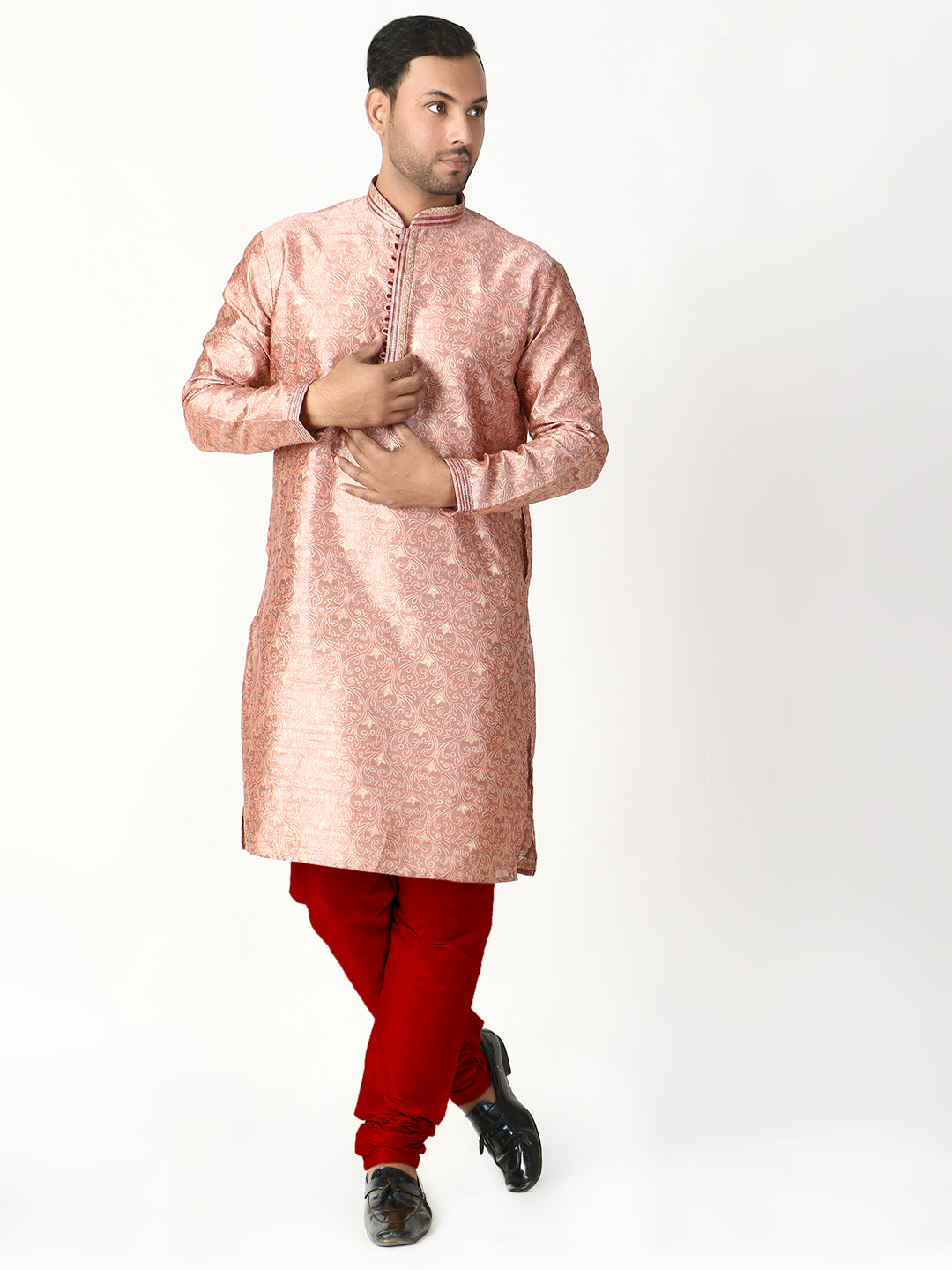 Pro Ethic Father Son Same Dress Kurta Pajama Set Matching Outfit | Silk | Pink B-115