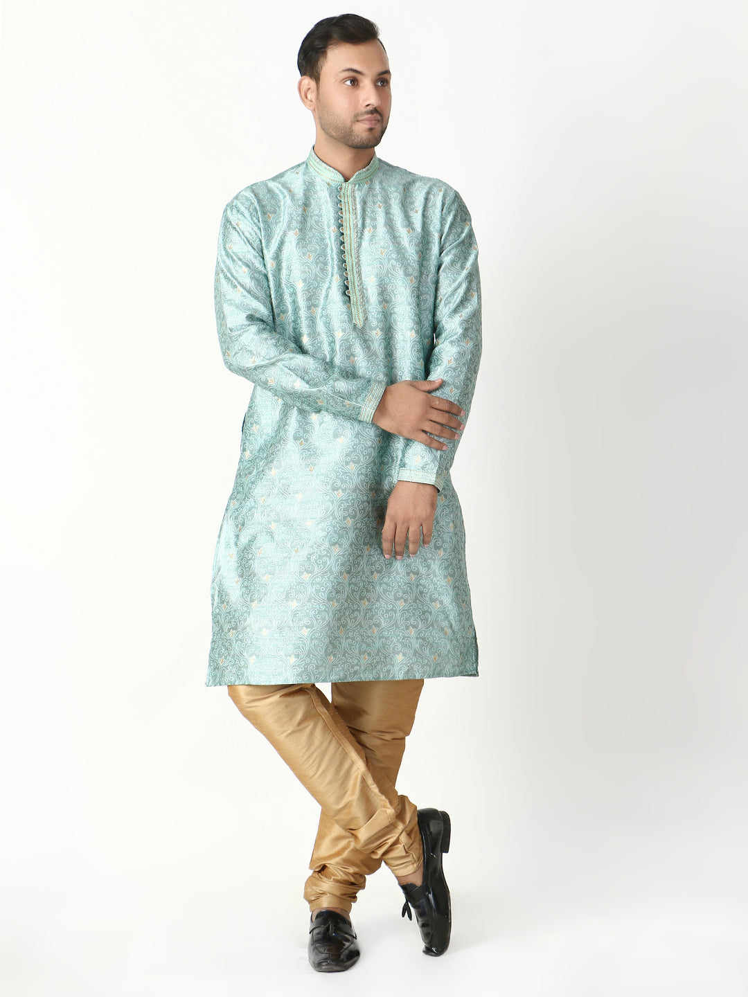 Pro Ethic Father Son Same Dress Kurta Pajama Set Matching Outfit | Silk | Firozi B-115