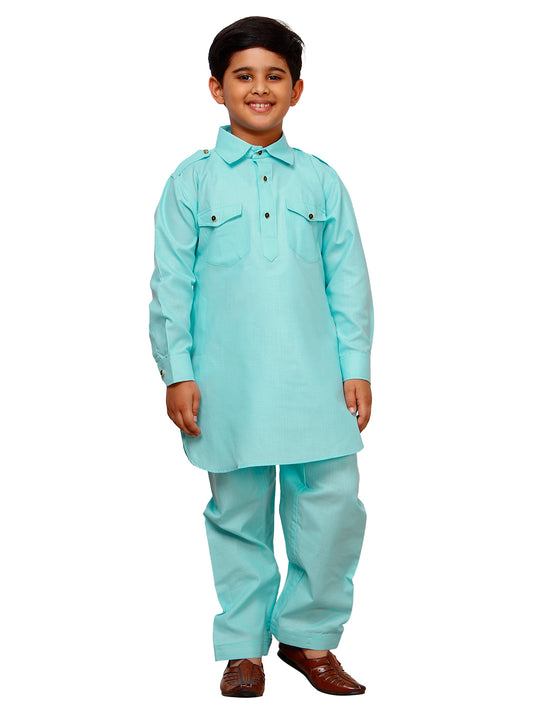 Pro Ethic Pathani Kurta Pajama For Boys Cotton Firozi (S-216)