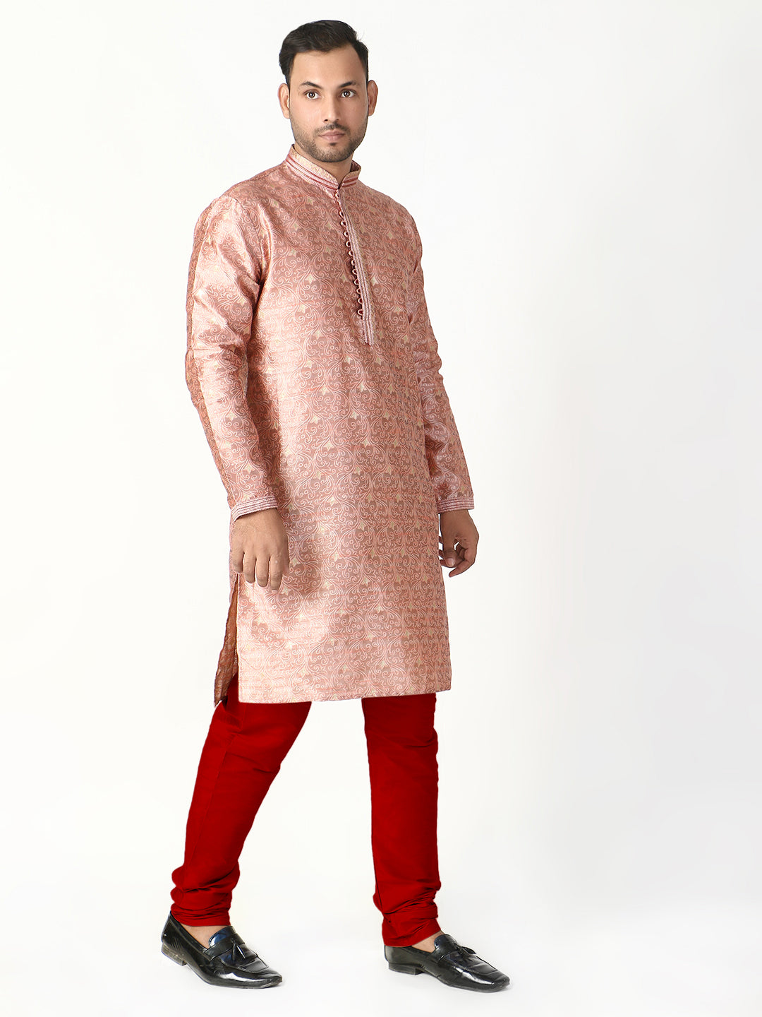 Pro Ethic Father Son Same Dress Kurta Pajama Set Matching Outfit | Silk | Pink B-115