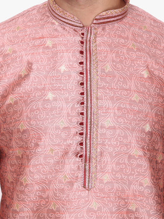 Pro Ethic Men's Kurta pajama set - Mandarin Collar | Silk | Pink | (A-115)