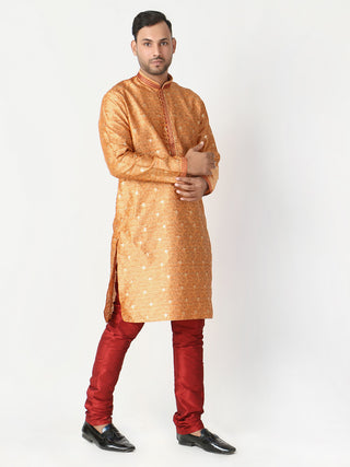 Pro Ethic Father Son Same Dress Kurta Pajama Set Silk Orange B-115