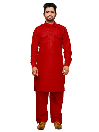 Pro Ethic Father Son Same Dress Kurta Pajama Set Cotton Red B-116