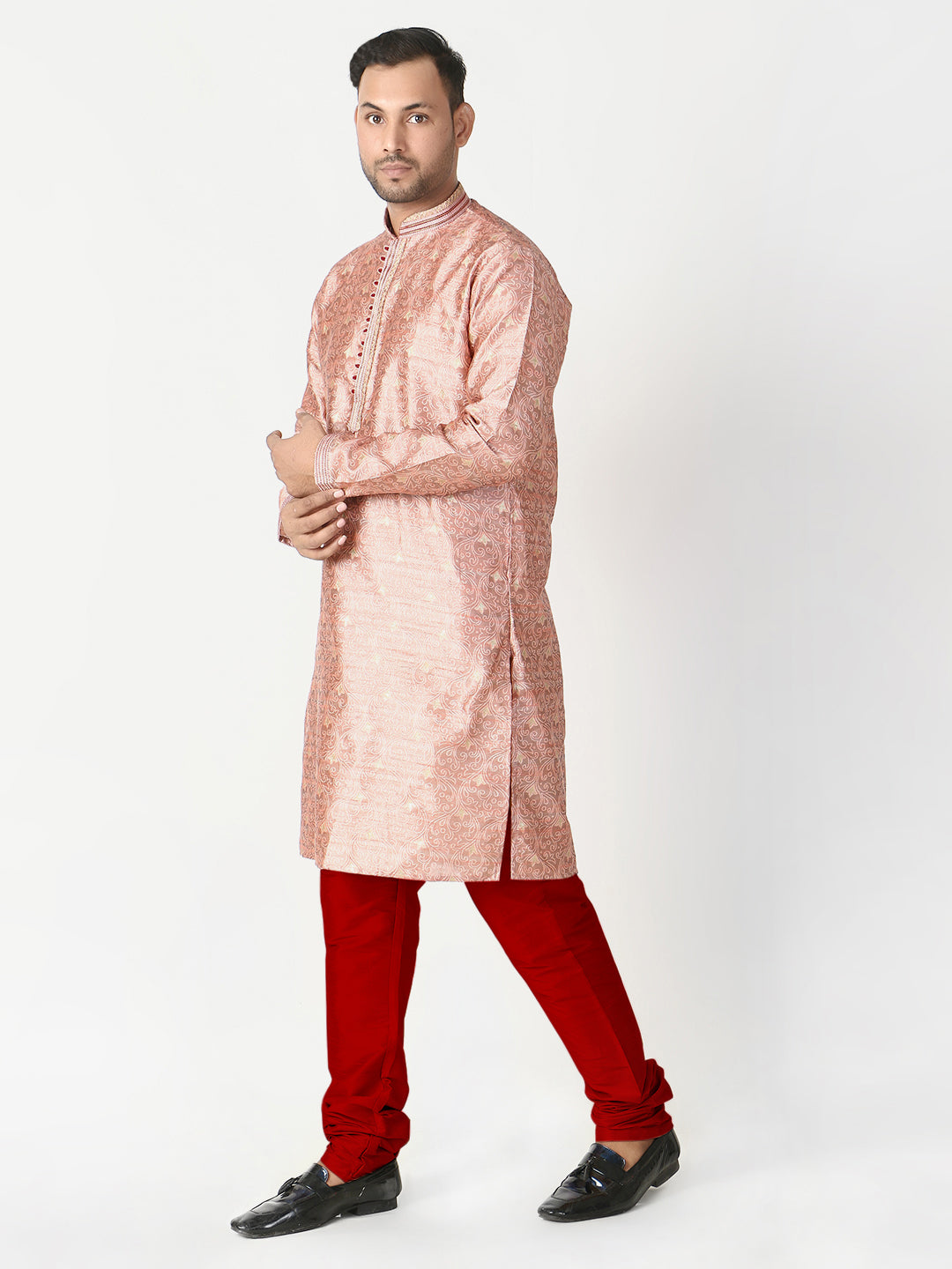 Pro Ethic Father Son Same Dress Kurta Pajama Set Matching Outfit | Silk | Pink B-115