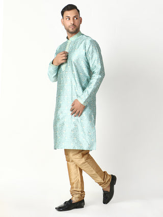 Pro Ethic Father Son Same Dress Kurta Pajama Set Matching Outfit | Silk | Firozi B-115