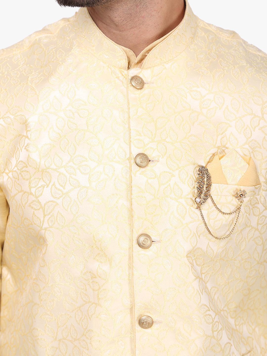 Pro-Ethic Silk Kurta Pajama With Jacket For Men | Yellow (C-104)