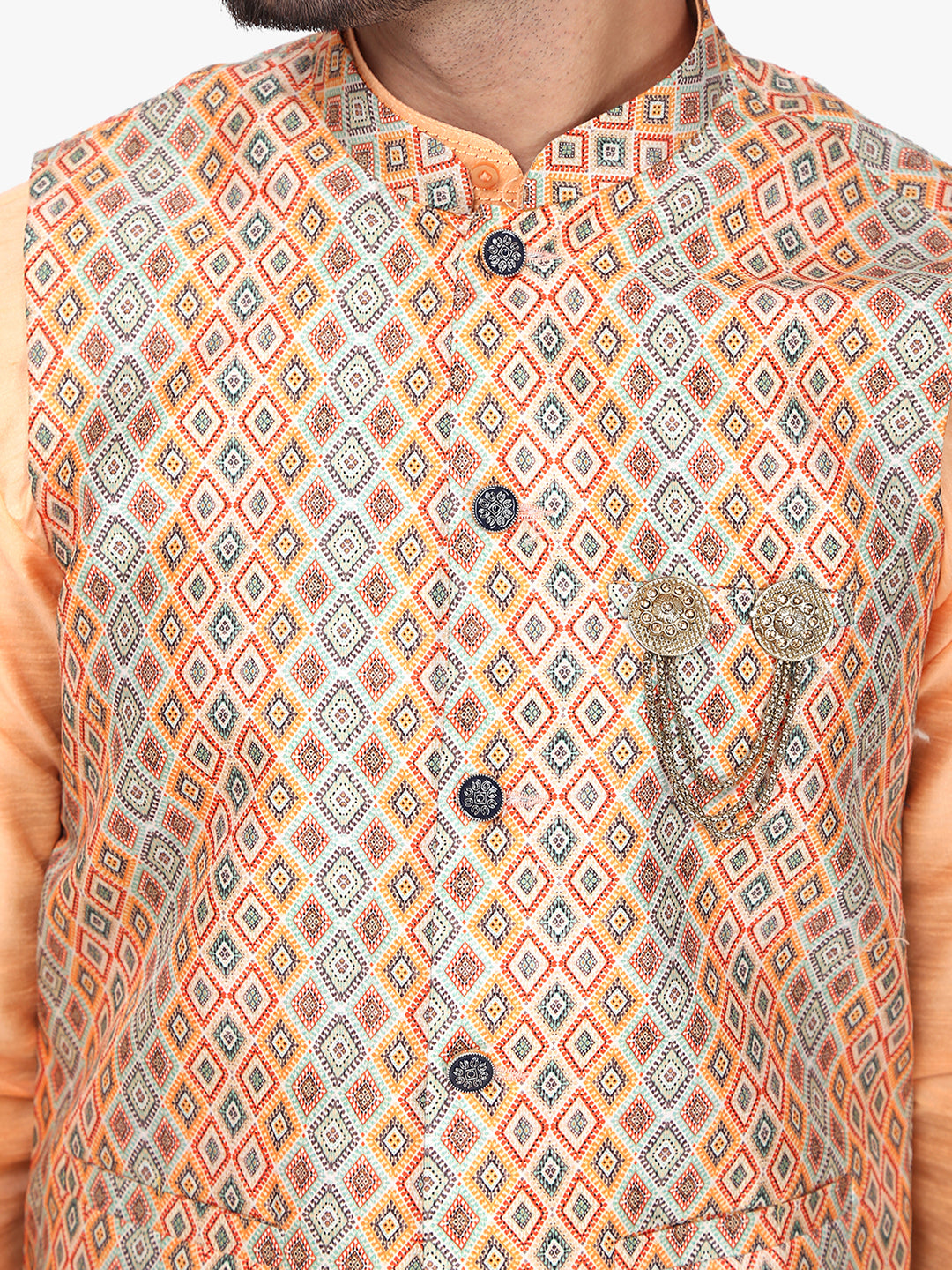 Pro-Ethic Style Developer Silk Kurta Pajama With Jacket For Men | Gold (C-102)