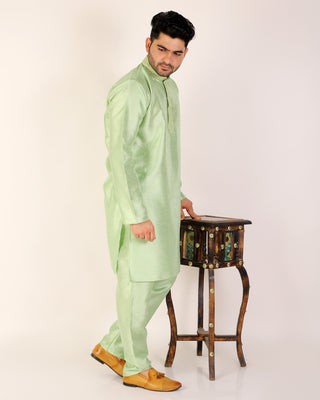 Pro Ethic Green Men's Kurta Pajama Set Silk (A-104)