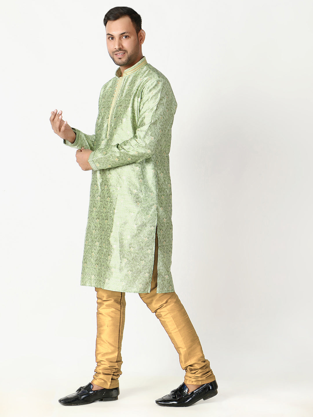 Pro Ethic Father Son Same Dress Kurta Pajama Set Matching Outfit | Silk | Green B-115