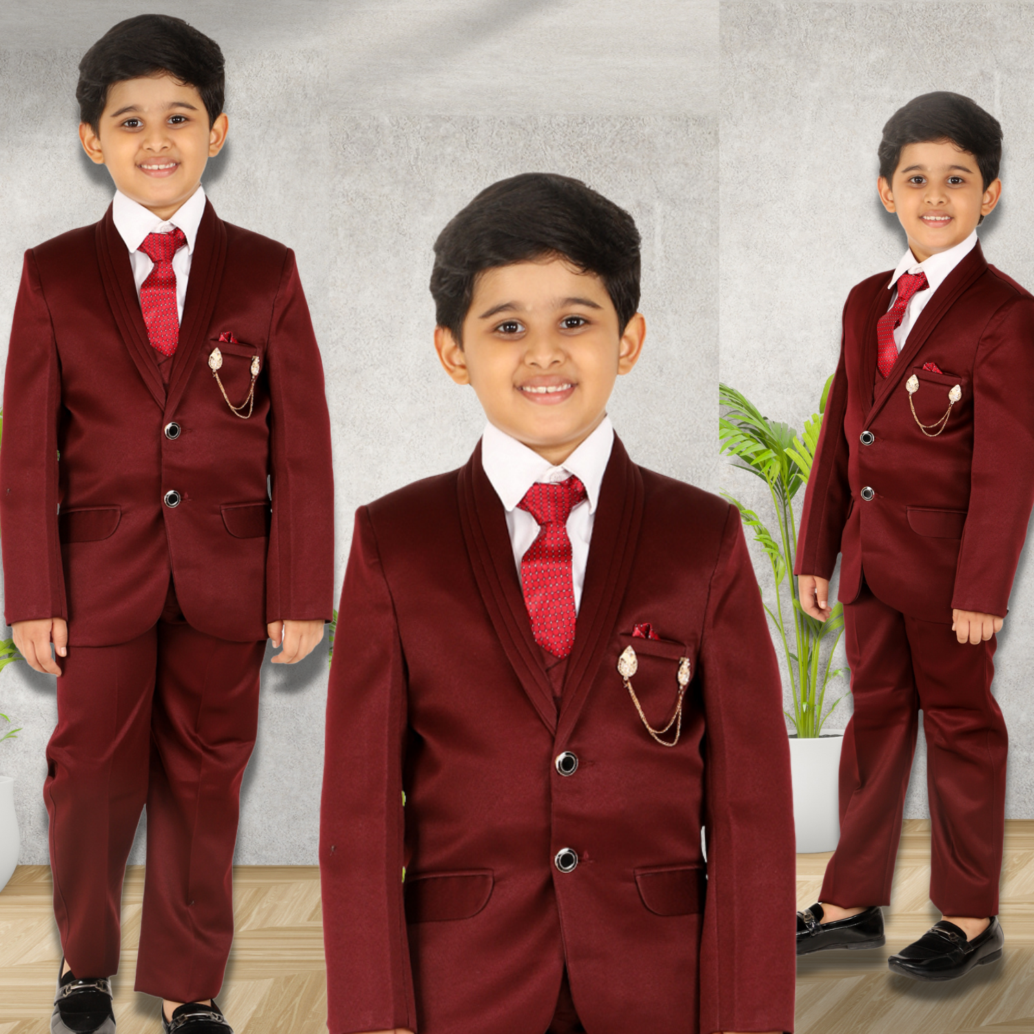 Pro Ethic Five Piece Suit For Boys Maroon T-128