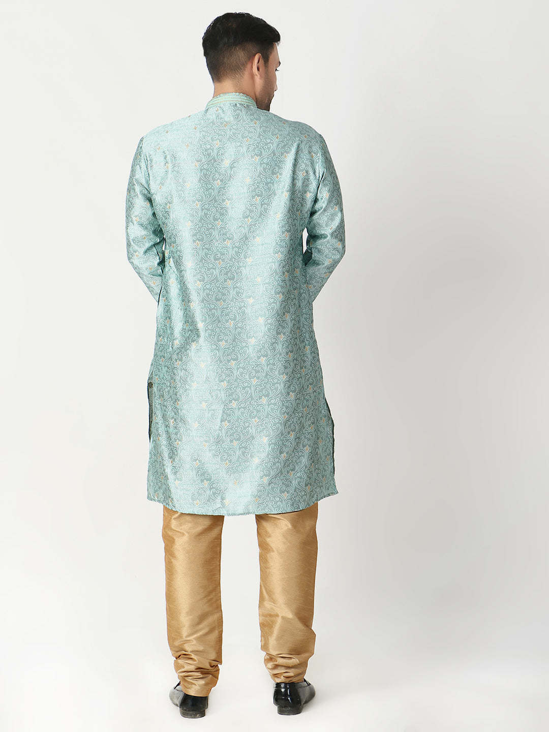 Pro Ethic Father Son Same Dress Kurta Pajama Set Matching Outfit | Silk | Firozi B-115