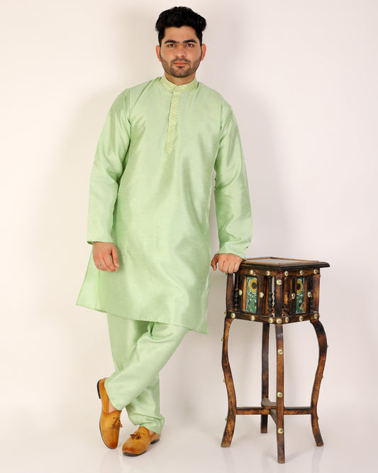 Pro Ethic Green Men's Kurta Pajama Set Silk (A-104)