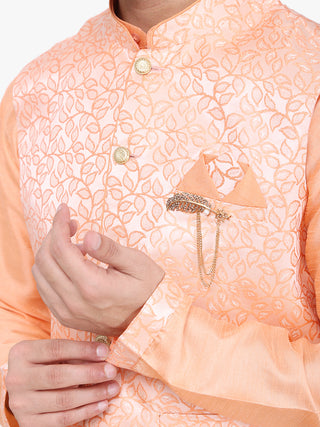 Pro-Ethic Silk Kurta Pajama With Jacket For Men | Orange (C-104)