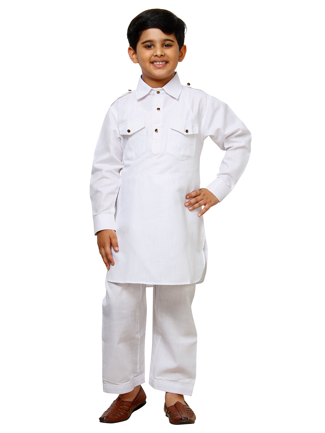 Pro Ethic Father Son Same Dress Kurta Pajama Set Cotton White B-116