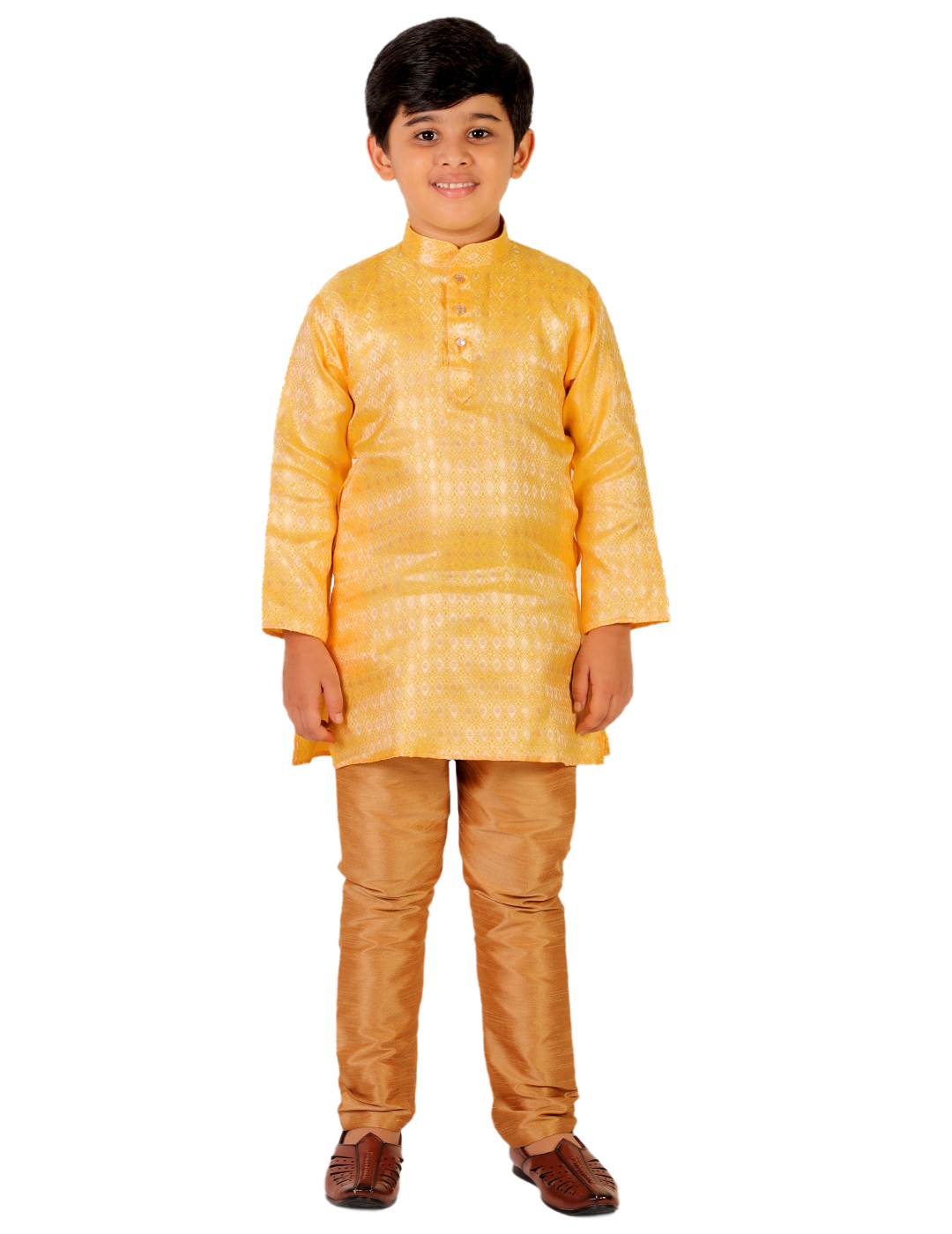 Pro Ethic Boys Kurta Pajama Set Cotton Solid Design Yellow (S-171)