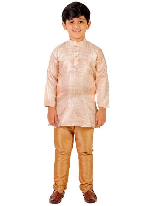 Pro Ethic Boys Kurta Pajama Set Silk Emblished Design Cream (S-170)