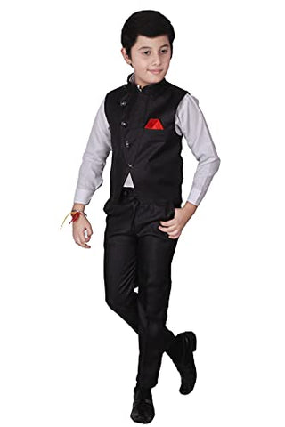 Pro Ethic Three Piece Suit For Boys Cotton Black Floral Print T-119