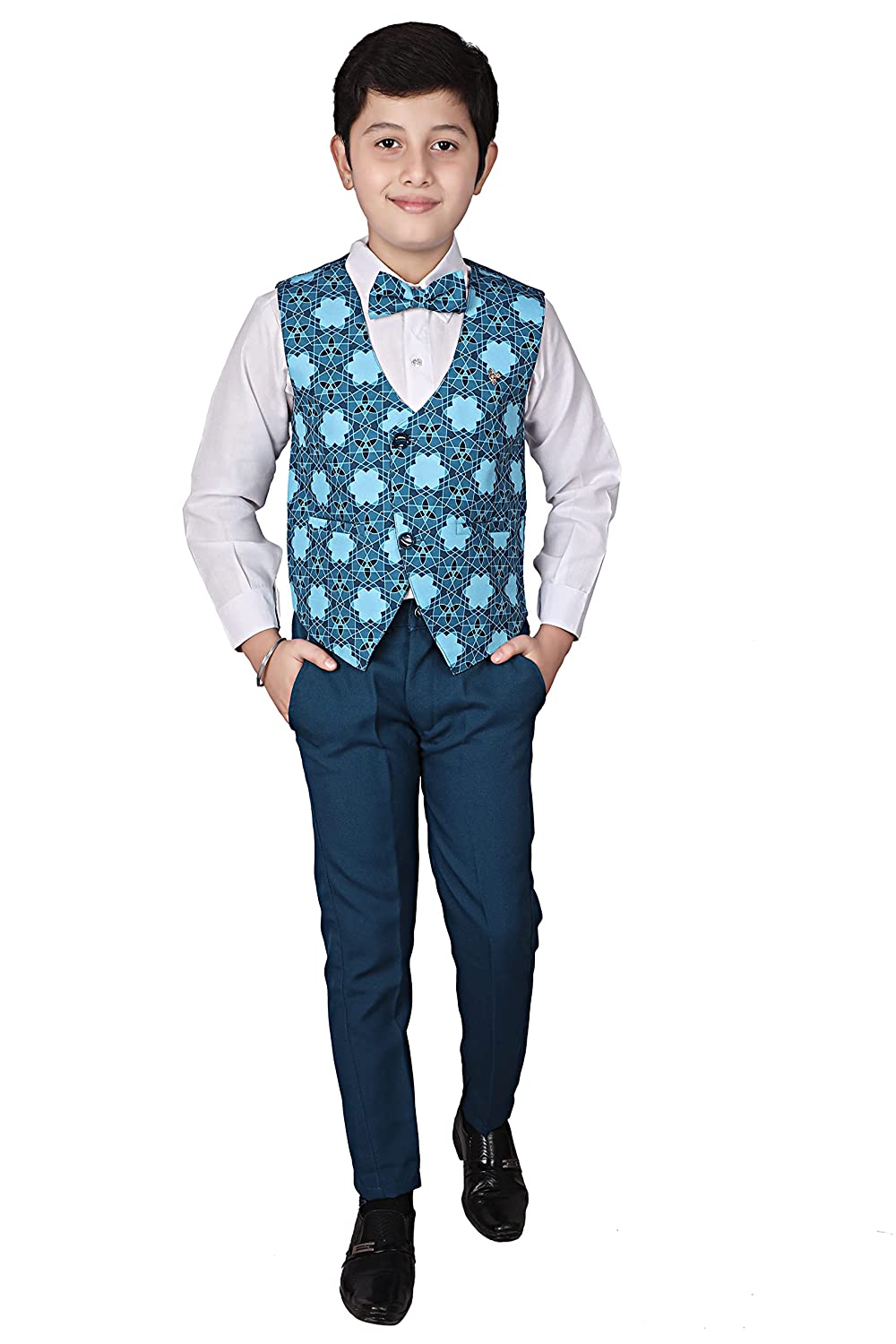 Pro Ethic Three Piece Suit For Boys Cotton Blue Checked Pattern T-116