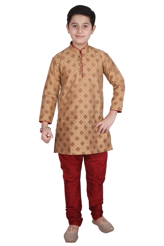 Pro Ethic Kids Kurta Pajama Set Silk Brown s-149