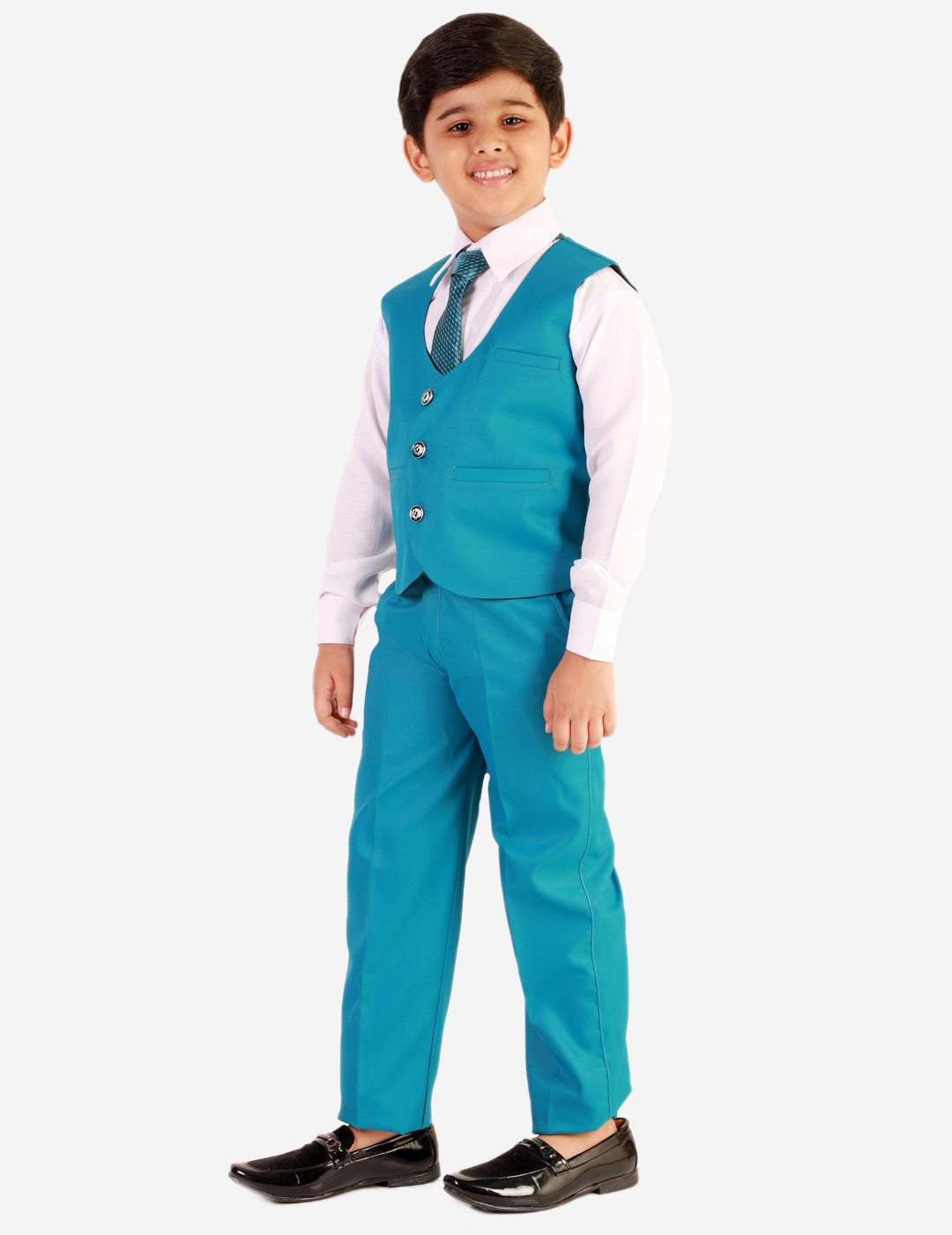 Pro Ethic Three Piece Suit For Boys Cotton Turquoise Floral Print T-121