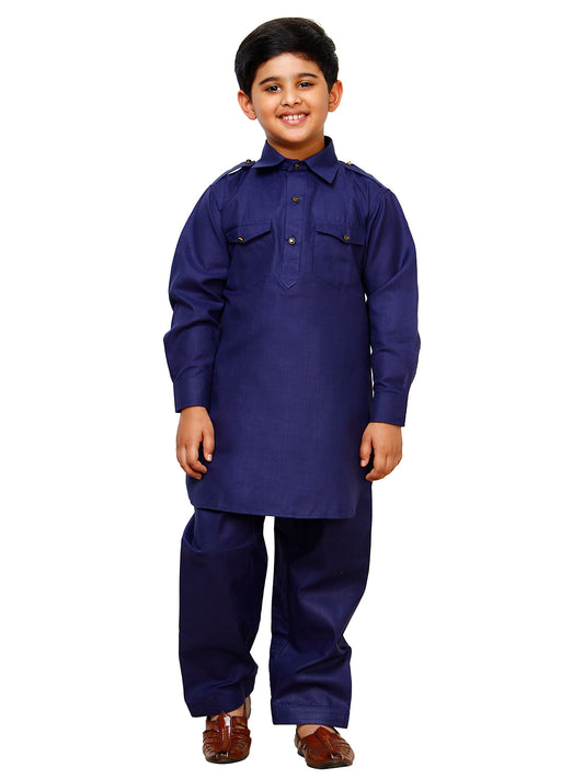 Pro Ethic Pathani Kurta Pajama For Boys Cotton Navy Blue (S-216)