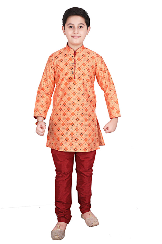 Pro Ethic Kids Kurta Pajama Set Silk Orange s-149