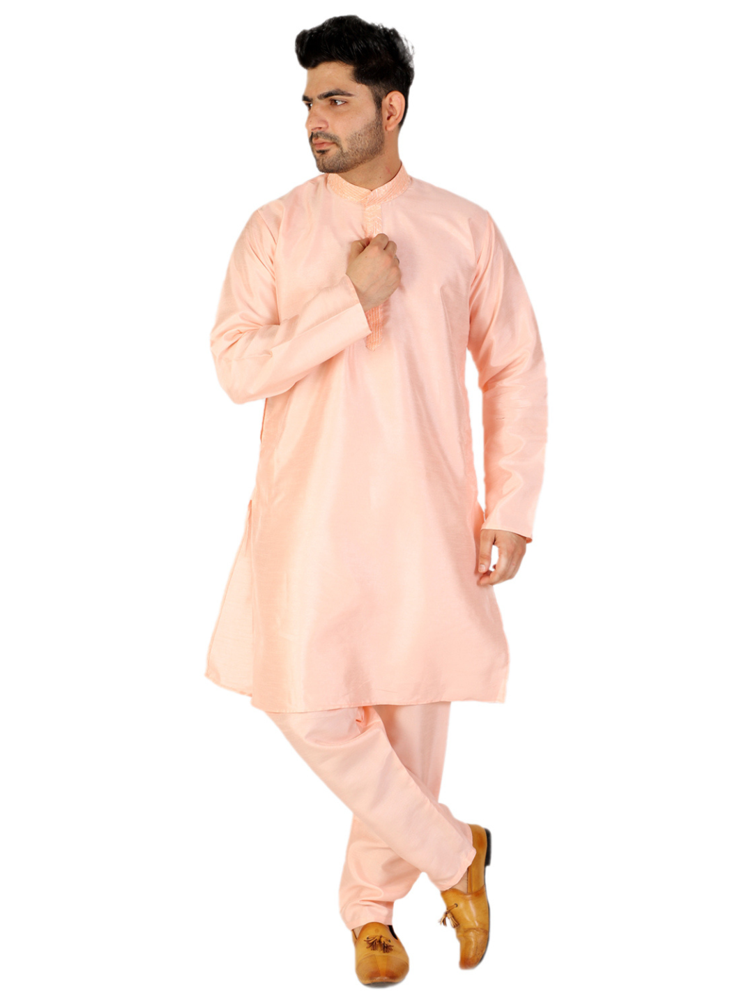 Pro Ethic Pink Men's Kurta Pajama Set Silk (A-104)