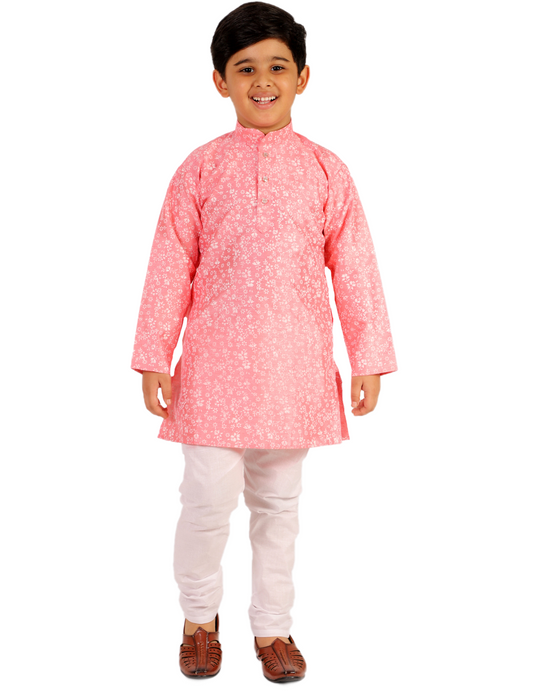 Pro Ethic Boys Kurta Pajama Set Cotton Solid Pink (S-171)