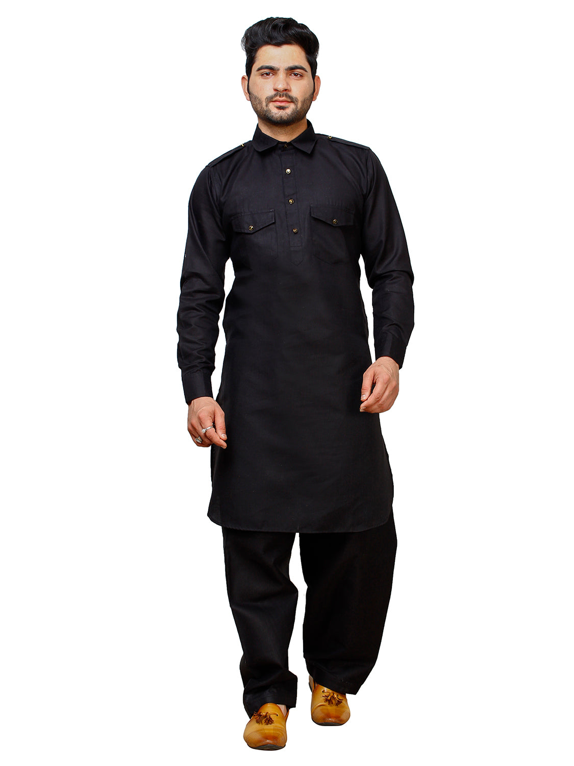 Pro Ethic Father Son Same Dress Kurta Pajama Set Cotton Black B-116