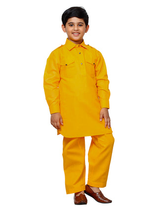 Pro Ethic Pathani Kurta Pajama For Boys Cotton Yellow (S-216)