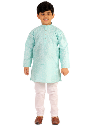 Pro Ethic Boys Kurta Pajama Set Cotton Solid Design Turquoise (S-171)