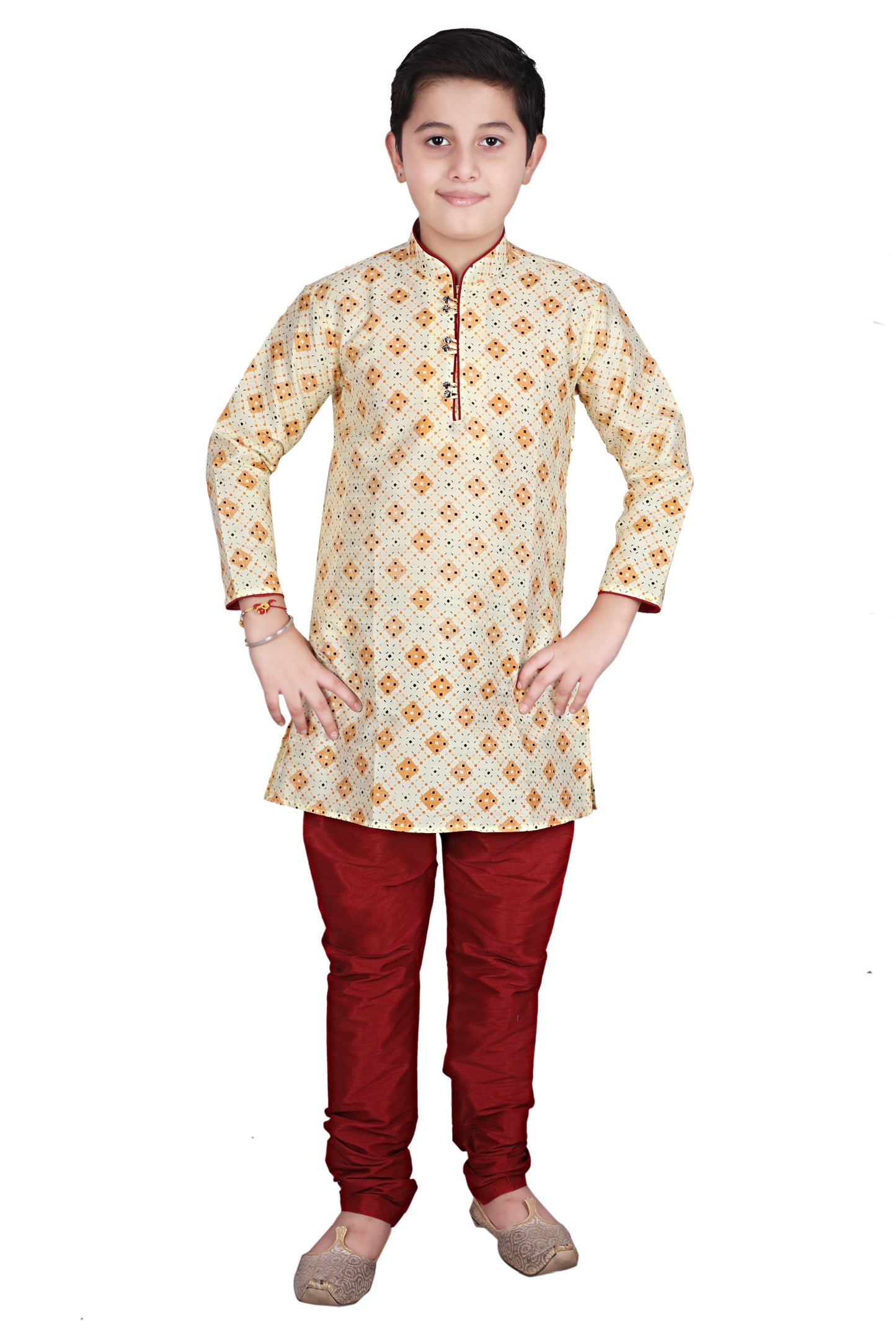 Pro Ethic Kids Kurta Pajama Set Silk Lemon s-149