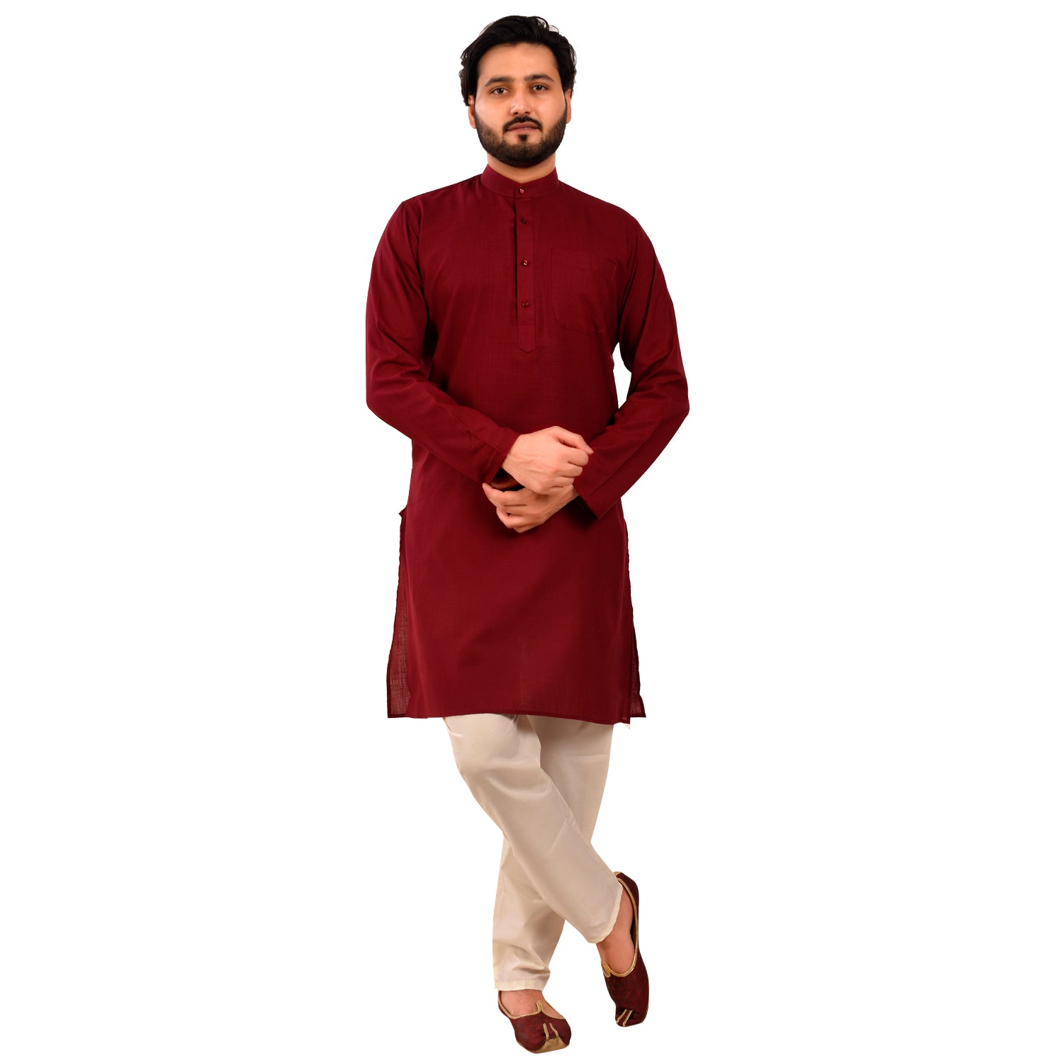 Pro Ethic Cotton Maroon New Look Kurta Pajama For Men (A-781)