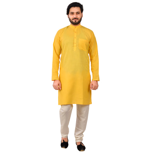 Pro Ethic Cotton Yellow New Look Kurta Pajama For Men (A-781)