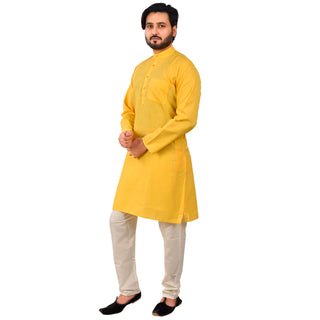 Pro Ethic Cotton Yellow New Look Kurta Pajama For Men (A-781)