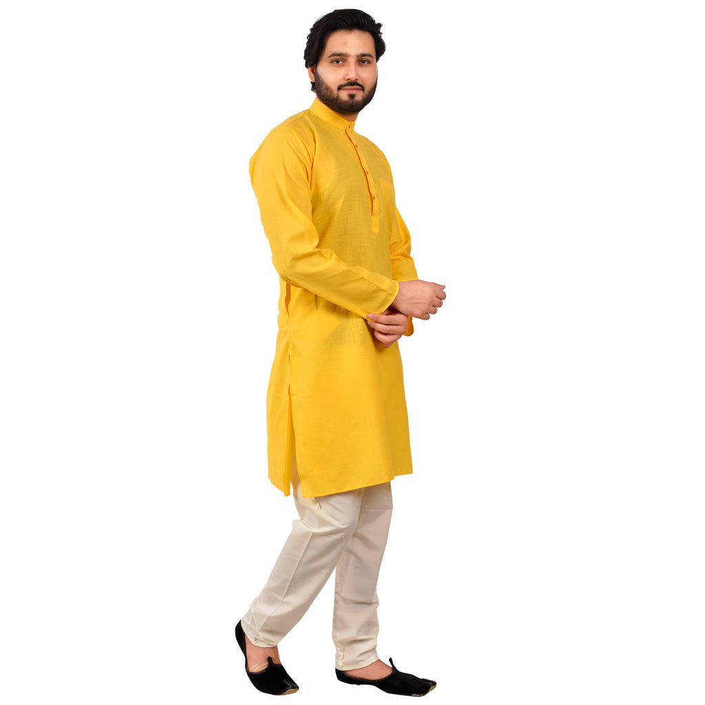 Pro Ethic Cotton Yellow New Look Kurta Pajama For Men (A-781)