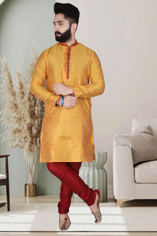 Pro Ethic Silk Kurta Pajama Set For Men Yellow #1898