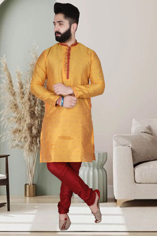 Pro Ethic Silk Kurta Pajama Set For Men Yellow #1898