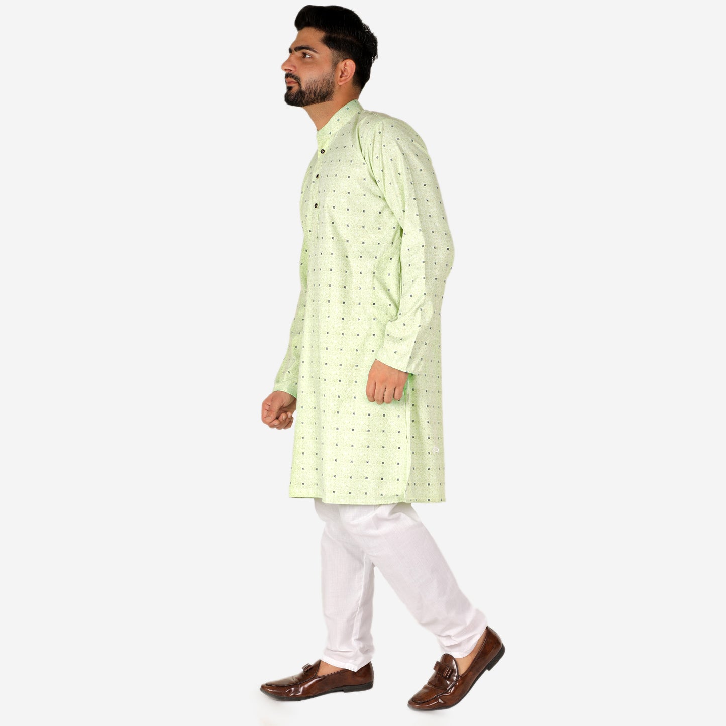 Pro Ethic Men's Kurta pajama set - Printed | Cotton | Green | (A-114)