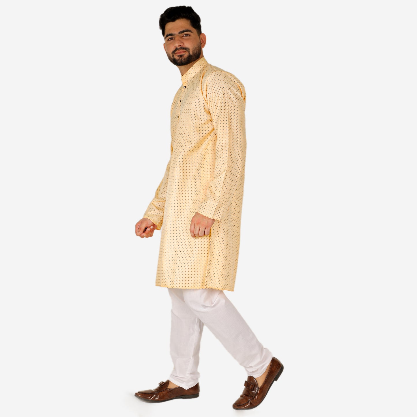 Pro Ethic Men's Kurta pajama set - Printed | Cotton | Orange | (A-112)