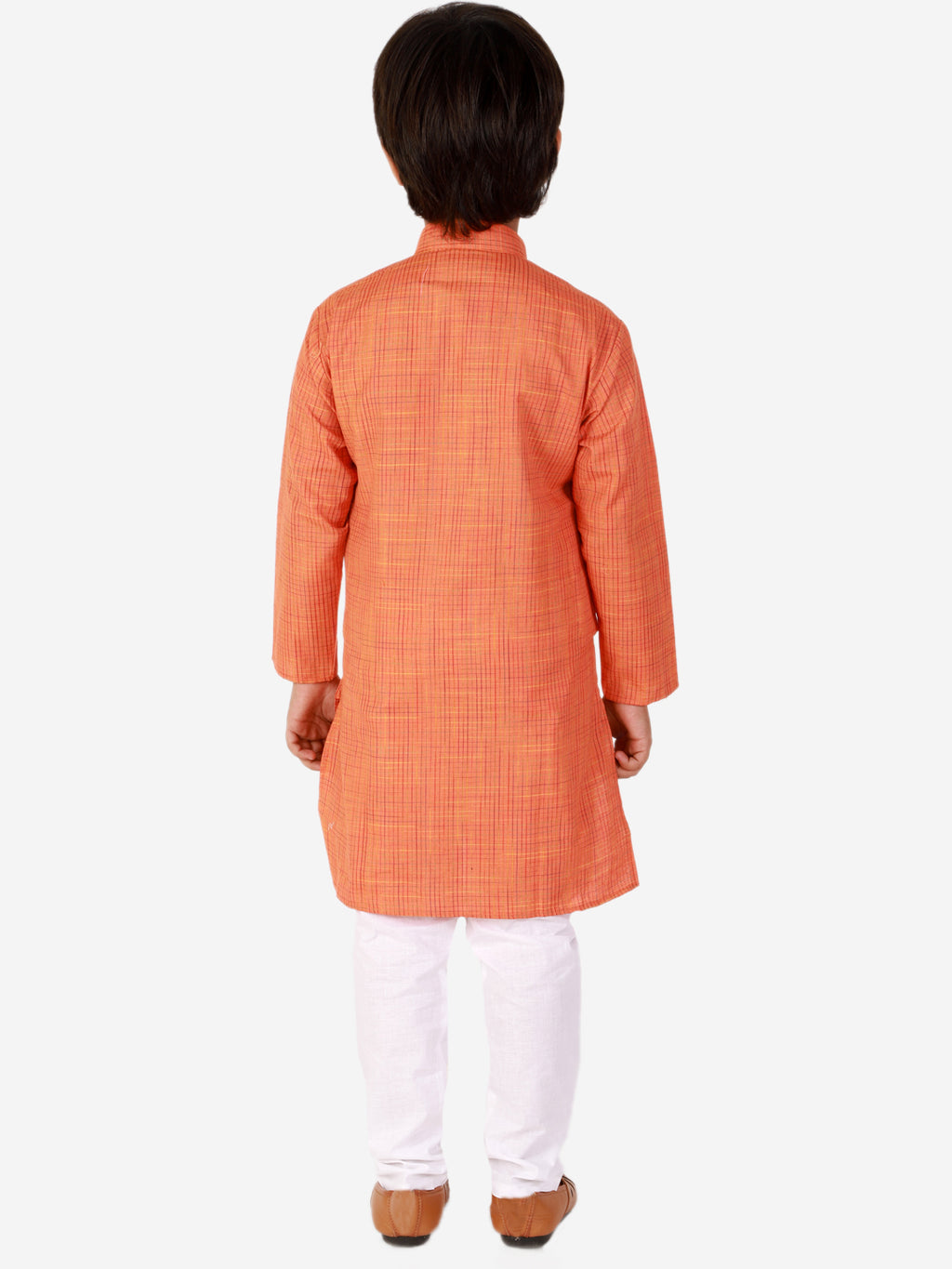 Pro Ethic Cotton Kurta Pajama For Boys Orange Checked S-155