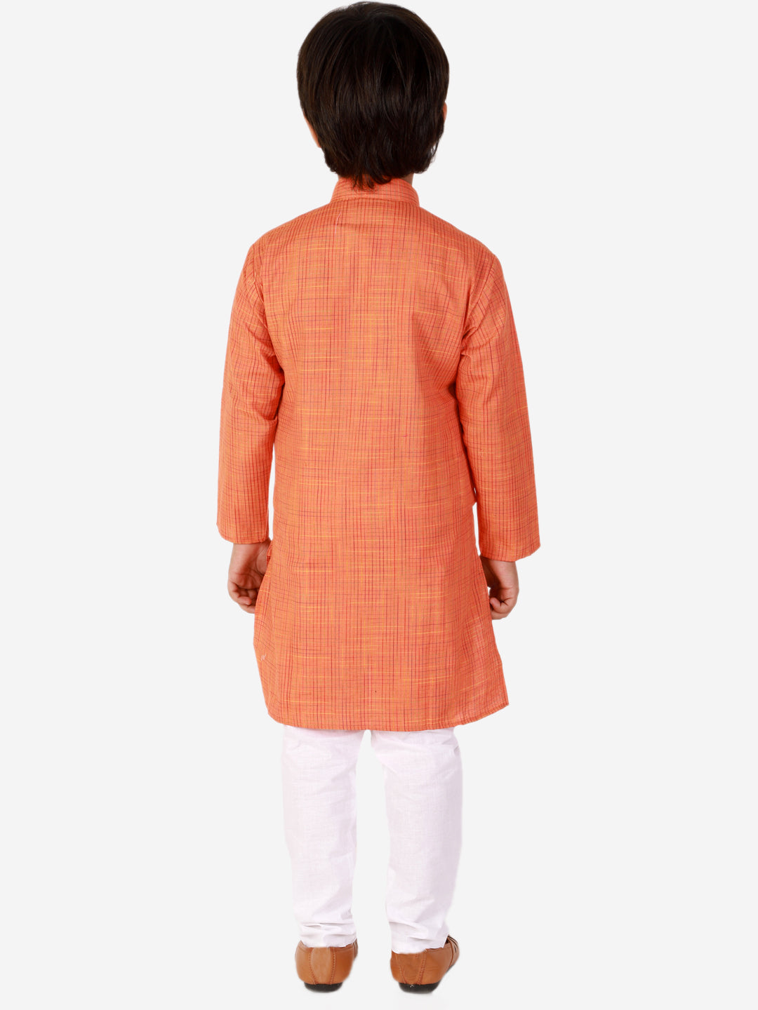 Pro Ethic Cotton Kurta Pajama For Boys Orange Checked S-155