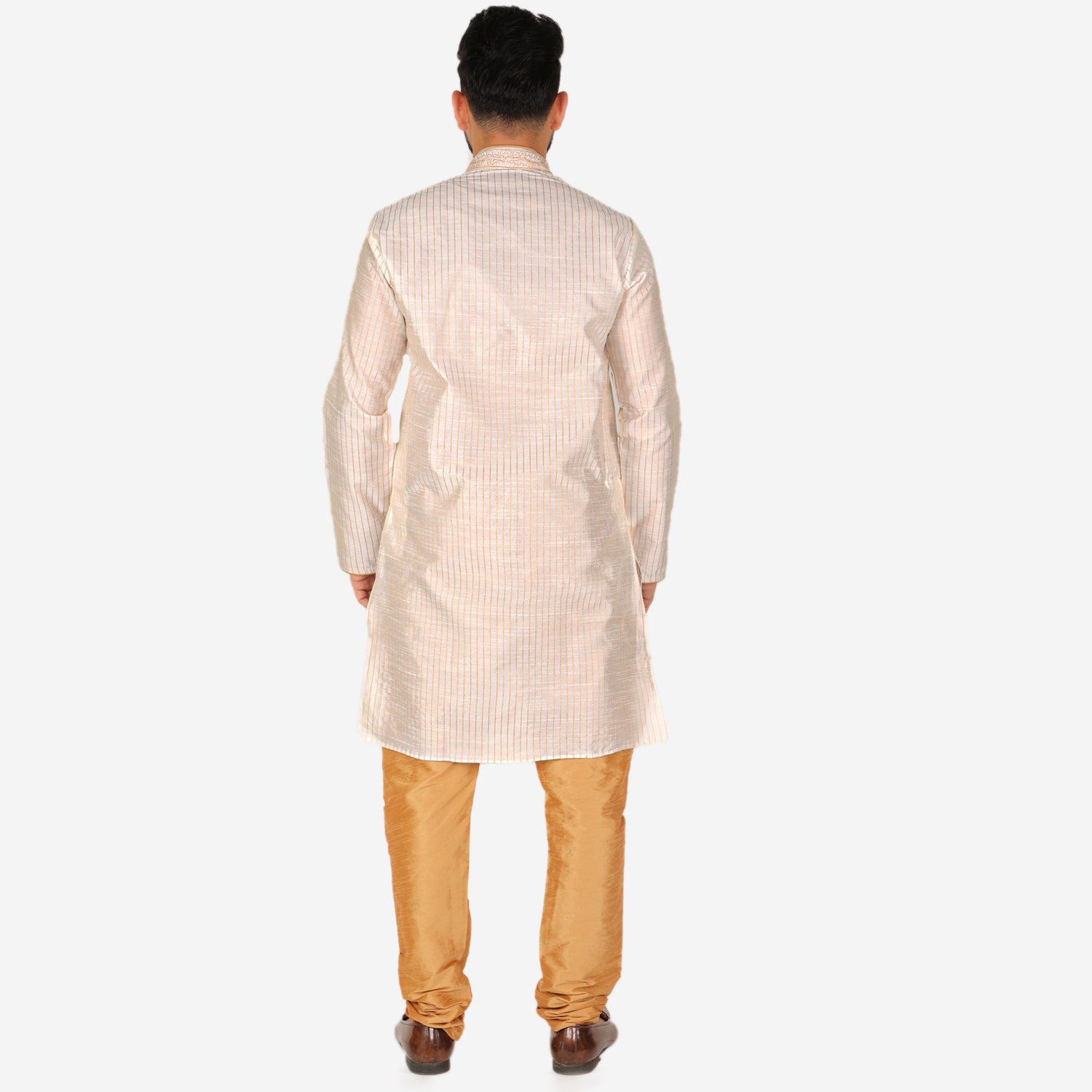 Pro Ethic Men's Silk Kurta Pajama | Mandarin Collar | Cream (A-109)