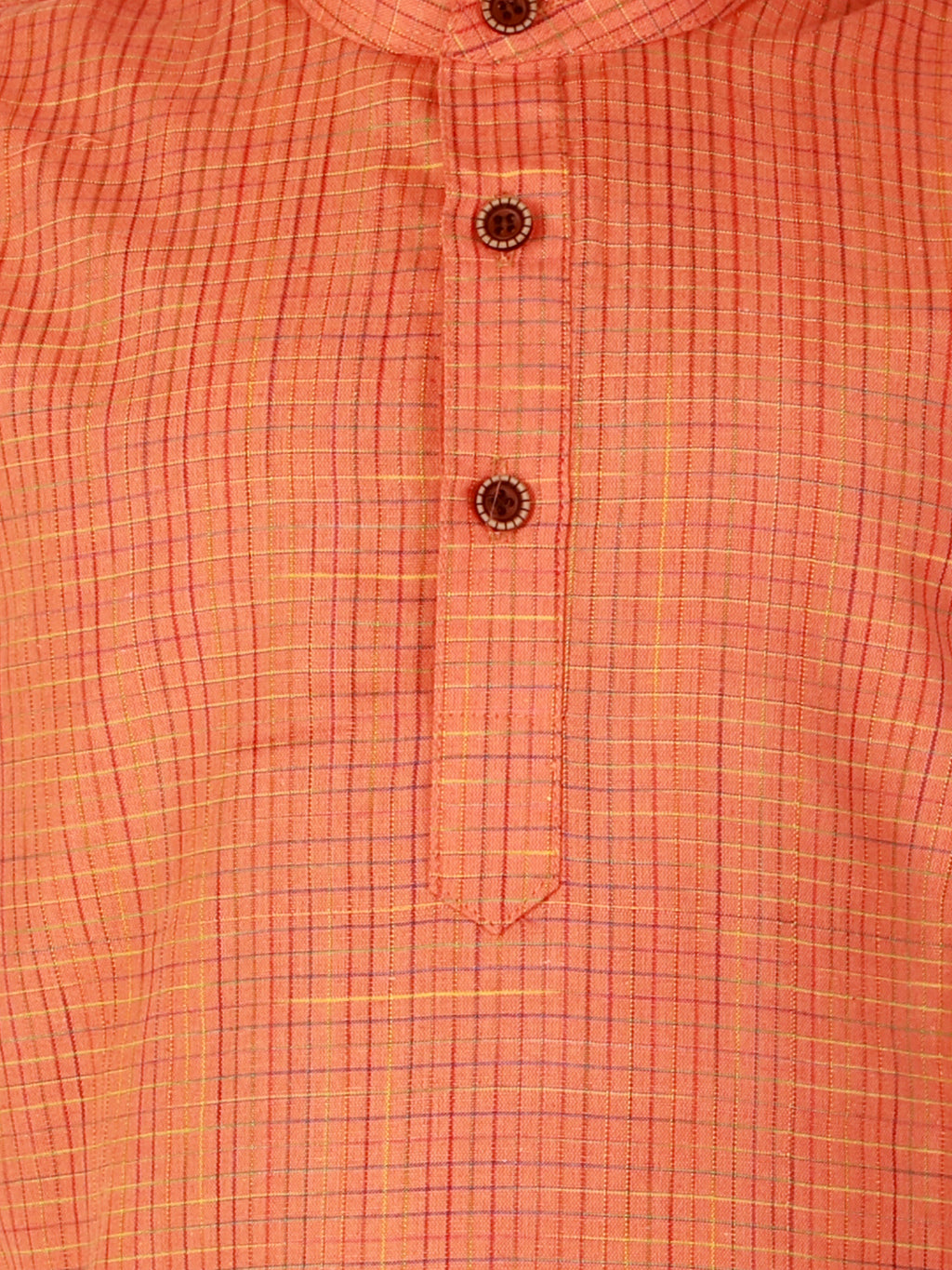 Pro Ethic Cotton Kurta Pajama For Boys Orange Checked S-155